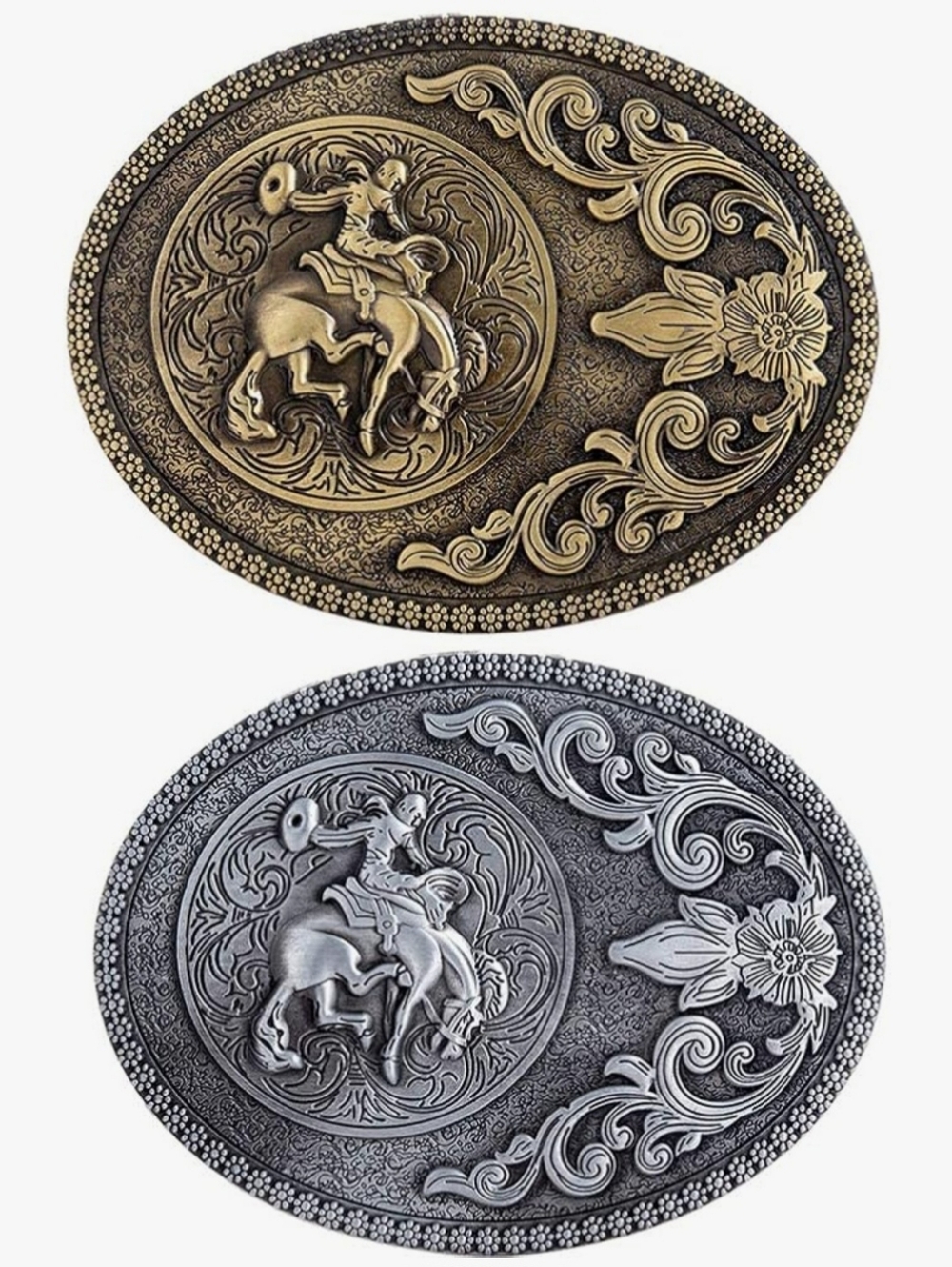 Rodeo western cowboy horse belt buckle Choose Silver Or Gold